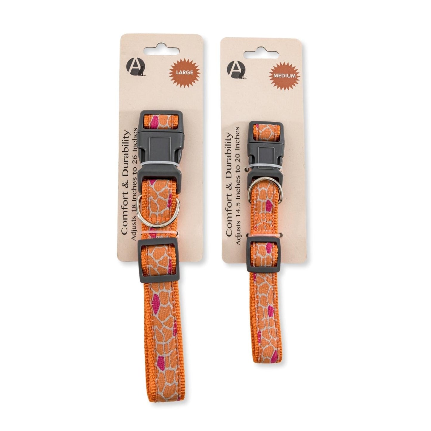 Collier pour chien en nylon avec broderie girafe/imprimé animal, ajustement sûr et réglable