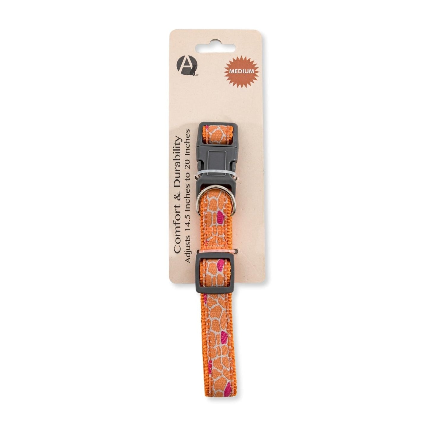 Collier pour chien en nylon avec broderie girafe/imprimé animal, ajustement sûr et réglable