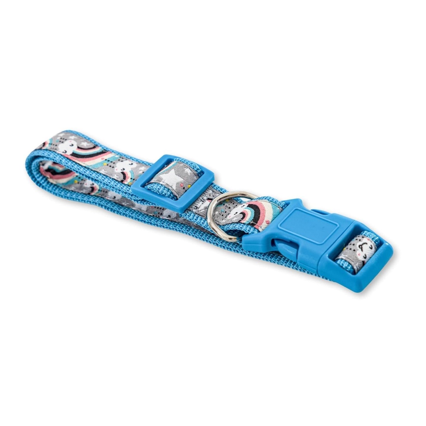 Collier pour chien en nylon avec broderie arc-en-ciel, ajustement sûr et réglable, confortable à porter