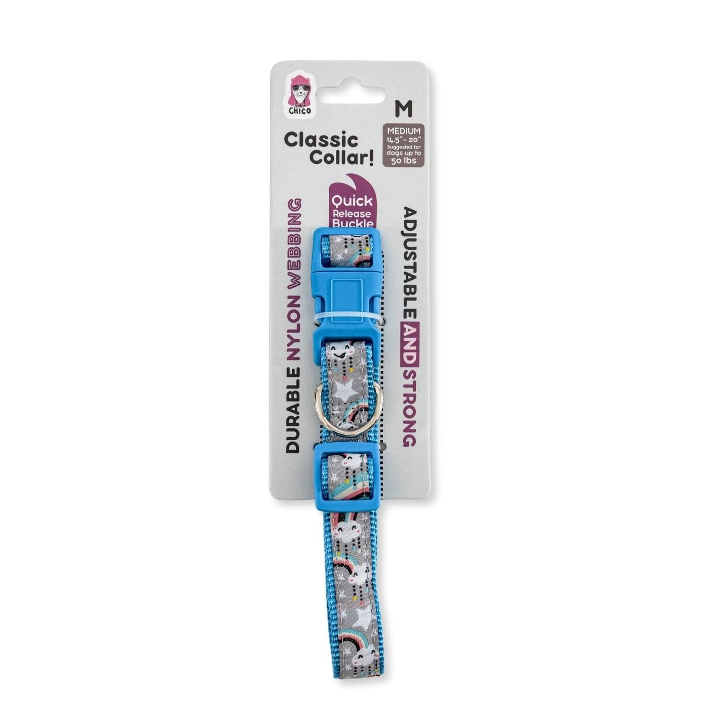 Collier pour chien en nylon avec broderie arc-en-ciel, ajustement sûr et réglable, confortable à porter