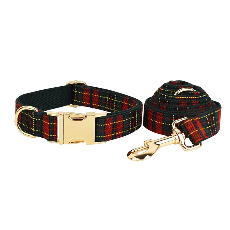 Conjunto clásico navideño de tartán rojo personalizado