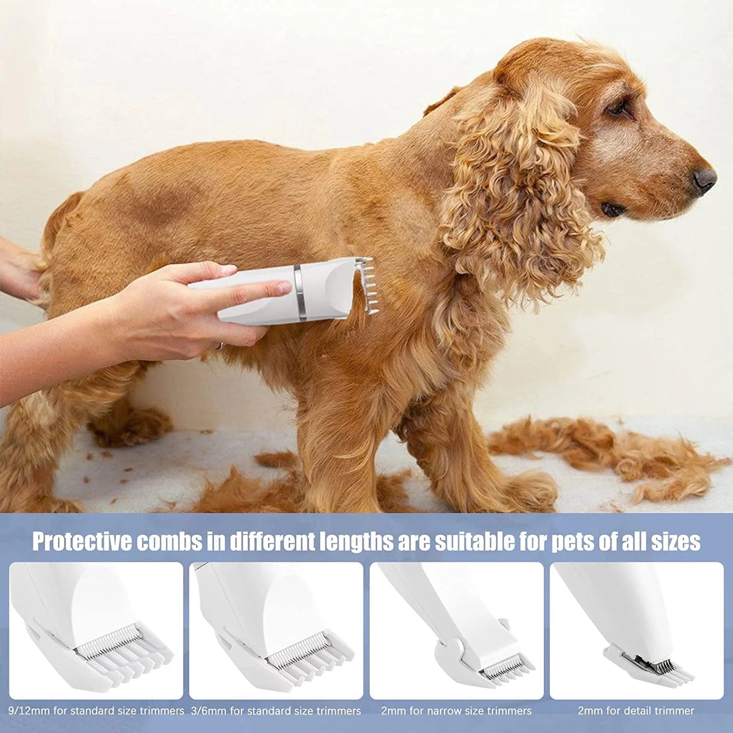 ¡Cuida a tus peludos amigos como un profesional! 🐶✂️ Cortapelos para perros recargables y de bajo ruido con 4 cabezales de corte para todas las mascotas.
