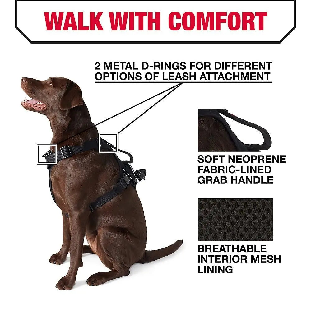 Harnais Kong pour grand chien noir avec distributeur de sacs à déjections et poignée de contrôle