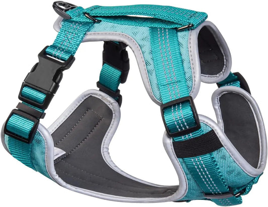 Harnais pour chien Embark Sports, harnais anti-traction pour grands chiens, léger et respirant - Facile à mettre et à enlever, idéal pour le dressage sans traction, taille ajustable, anti-étranglement avec poignée de contrôle. Gilet turquoise