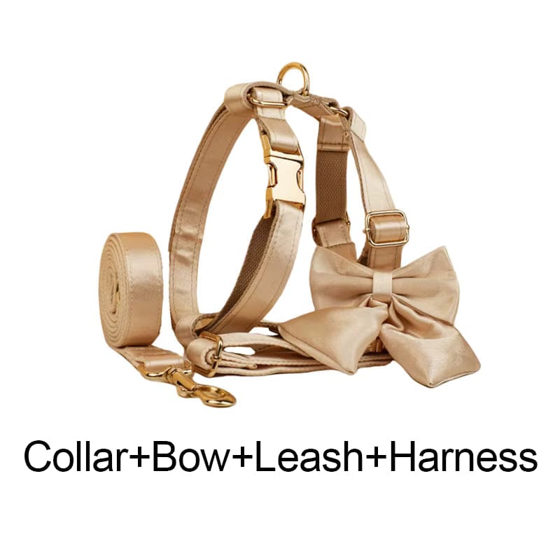 Ensemble de mariage classique personnalisé en satin doré
