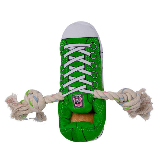 Juguete de peluche para perro con chirrido y confort, con compartimento para premios, seguro y duradero, color verde