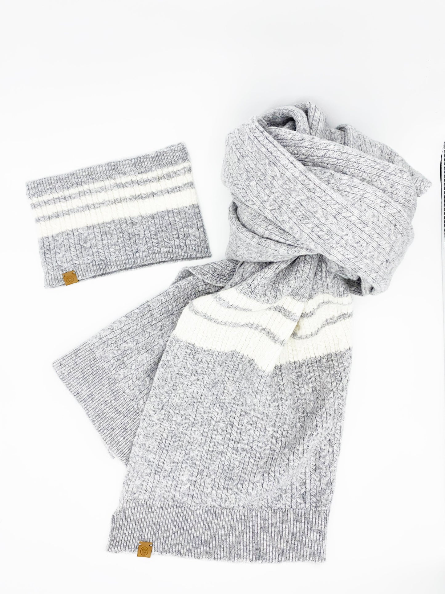 Ensemble écharpe en cachemire mélangé pour animaux et leurs maîtres, gris chiné 