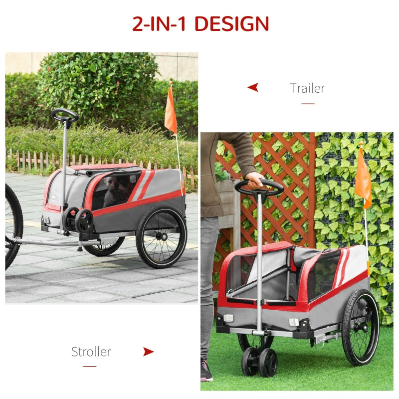 Remolque de bicicleta para mascotas, cochecito de viaje 2 en 1 
