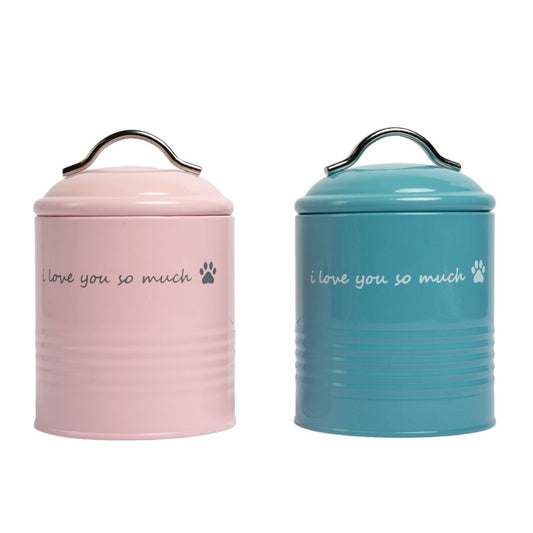 Coffret cadeau de friandises pour chien « Je t'aime tellement » – Rose et bleu