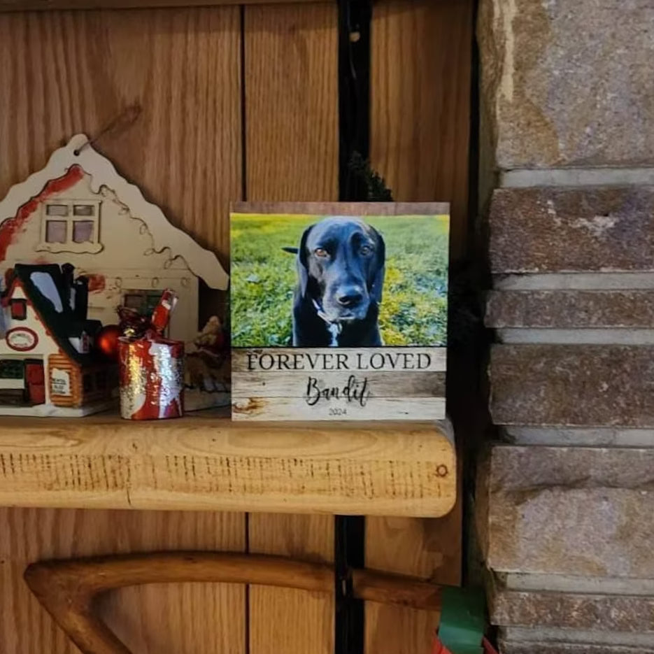 Custom Dog Memorial Photo Block with Photo, Name & Dates