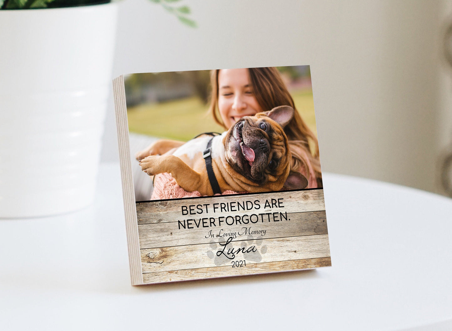 Personalized Pet Memorial Printed 4" or 6" - Wood Photo Block - Dog Loss Gift - Pet Remembrance - Dog Memorial Frame - Deceased Pet Frame