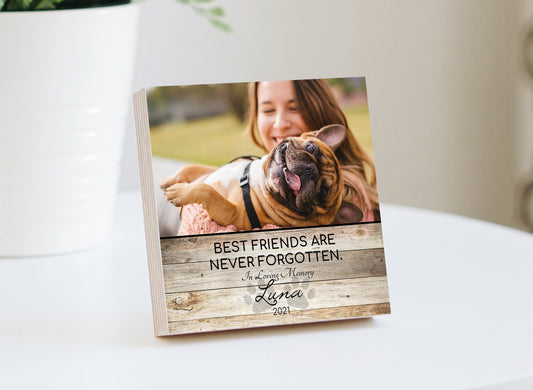 Personalized Pet Memorial Printed 4" or 6" - Wood Photo Block - Dog Loss Gift - Pet Remembrance - Dog Memorial Frame - Deceased Pet Frame