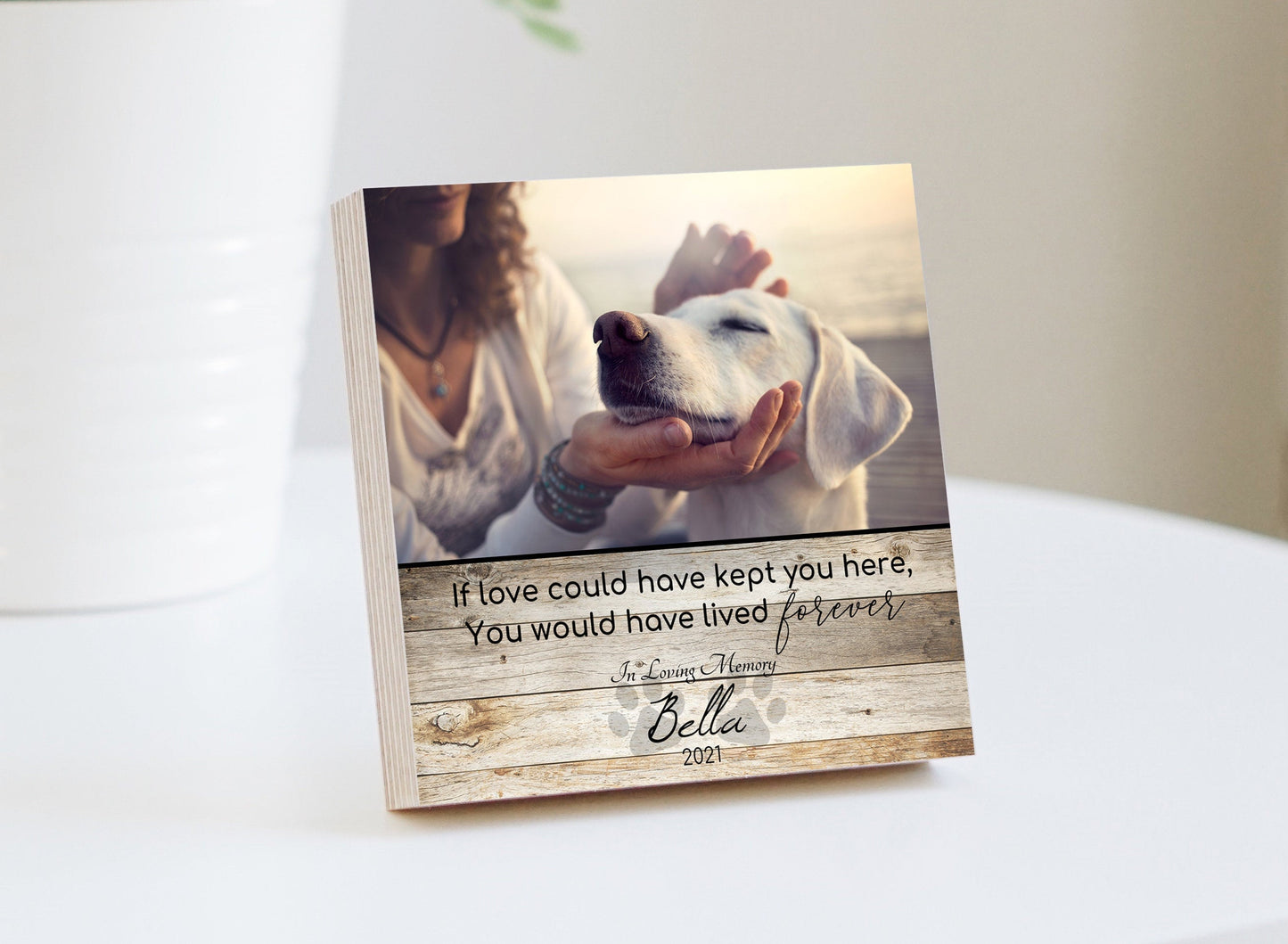 Personalized Pet Memorial Printed 4" or 6" - Wood Photo Block - Dog Loss Gift - Dog Memorial Frame - Pet Loss Gift Dog - Pet Memorial
