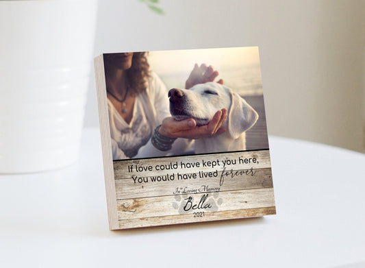 Memorial personalizado para mascotas impreso de 4" o 6" - Bloque de fotos de madera - Regalo para la pérdida de un perro - Marco conmemorativo para perros - Regalo para la pérdida de una mascota - Memorial para mascotas