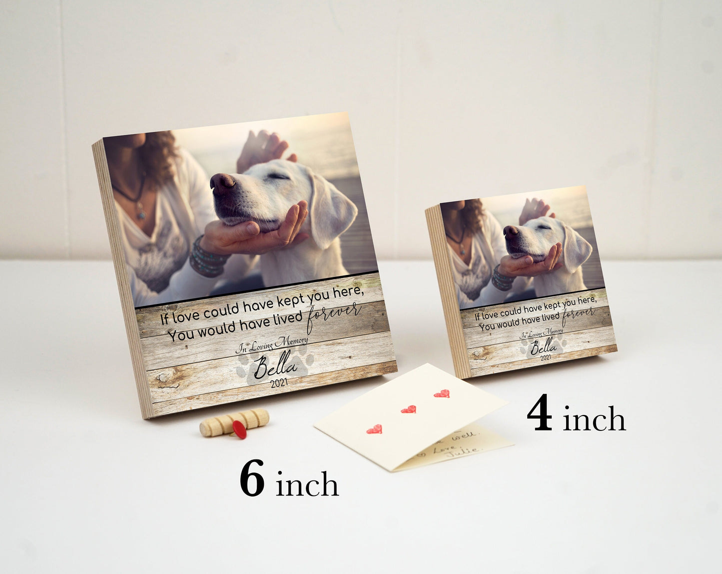 Personalized Pet Memorial Printed 4" or 6" - Wood Photo Block - Dog Loss Gift - Dog Memorial Frame - Pet Loss Gift Dog - Pet Memorial