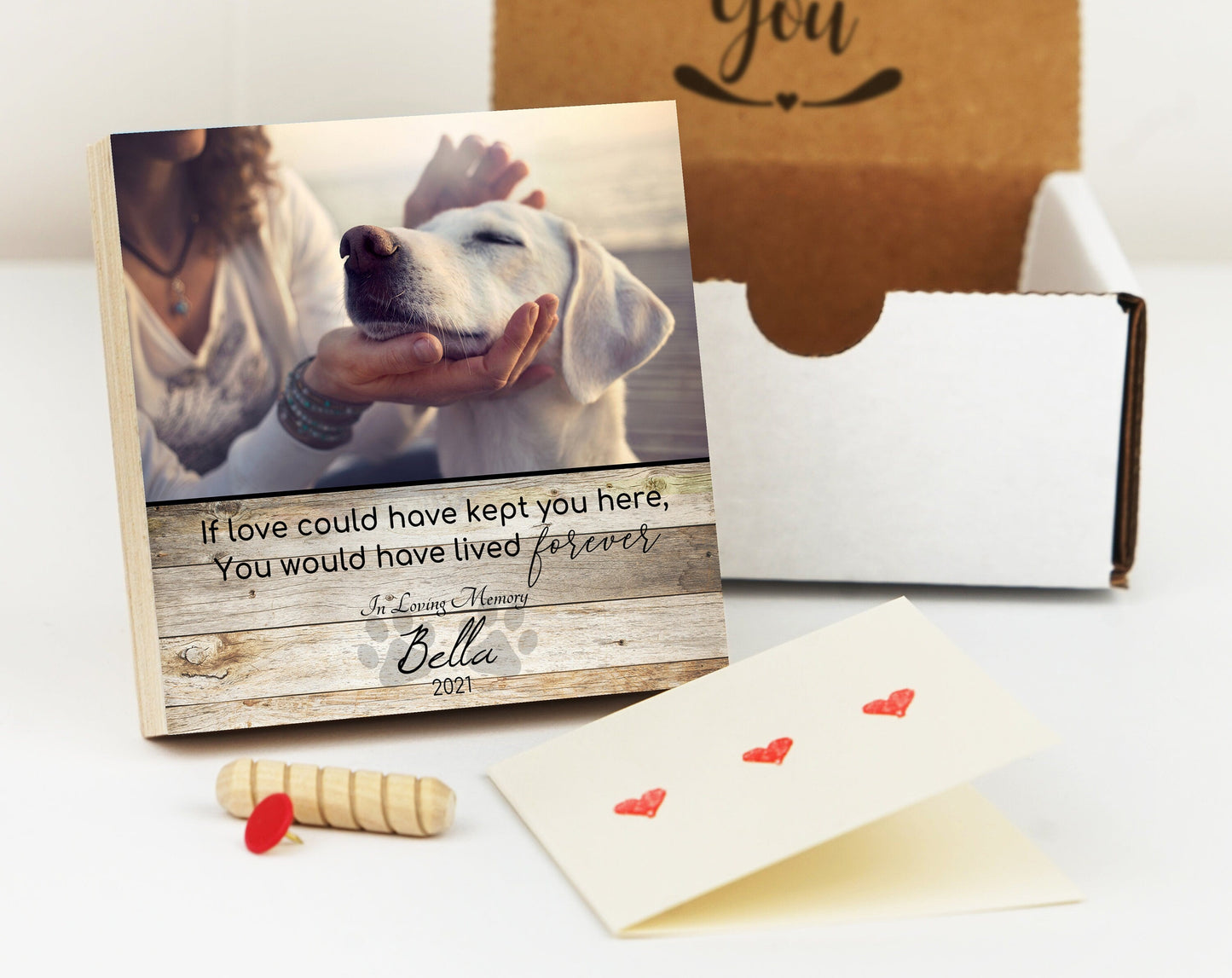 Personalized Pet Memorial Printed 4" or 6" - Wood Photo Block - Dog Loss Gift - Dog Memorial Frame - Pet Loss Gift Dog - Pet Memorial