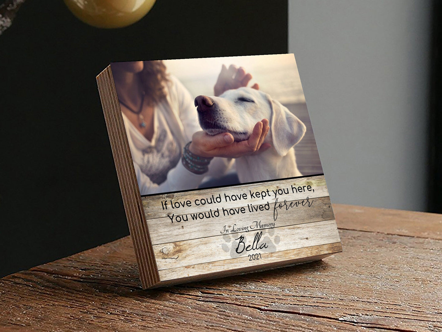 Personalized Pet Memorial Printed 4" or 6" - Wood Photo Block - Dog Loss Gift - Dog Memorial Frame - Pet Loss Gift Dog - Pet Memorial