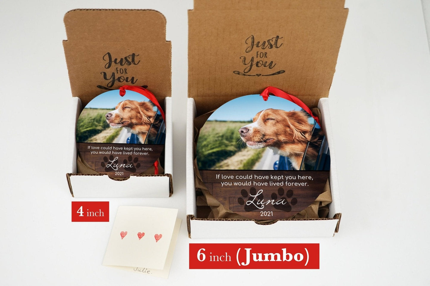 Adorno navideño personalizado con foto para mascotas - Adorno navideño con foto de 10 o 15 cm (grande) - Adorno navideño personalizado - Foto conmemorativa para perro