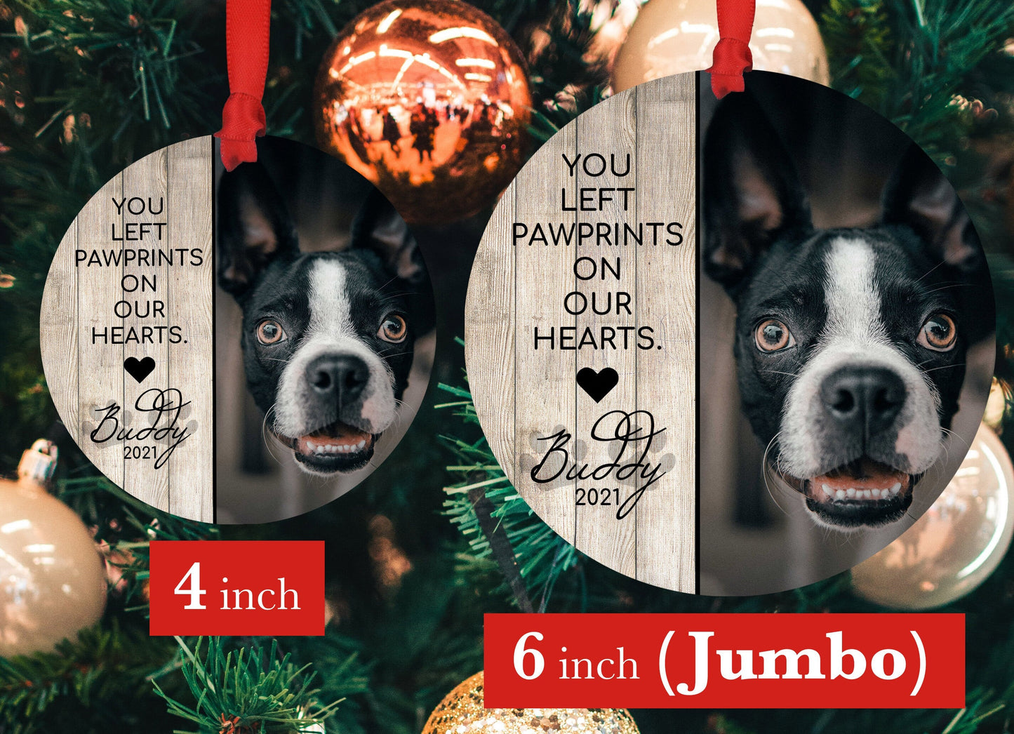 Adorno navideño personalizado con foto para mascotas - Adorno navideño con foto de 10 o 15 cm (grande) - Adorno navideño personalizado - Foto conmemorativa para perro