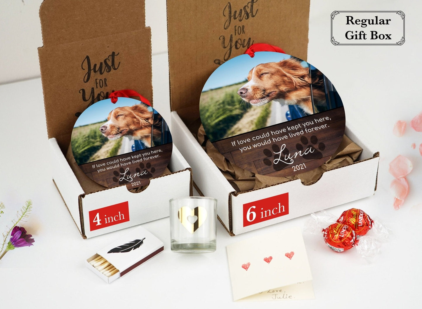 Adorno navideño personalizado con foto para mascotas - Adorno navideño con foto de 10 o 15 cm (grande) - Adorno navideño personalizado - Foto conmemorativa para perro