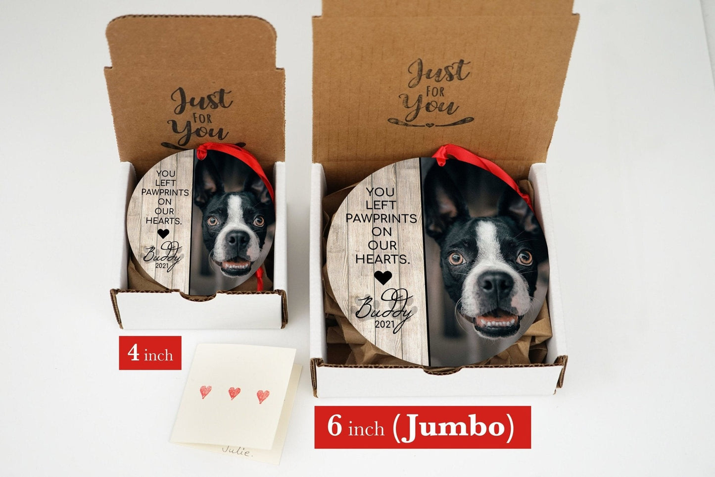 Adorno navideño personalizado con foto para mascotas - Adorno navideño con foto de 10 o 15 cm (grande) - Adorno navideño personalizado - Foto conmemorativa para perro