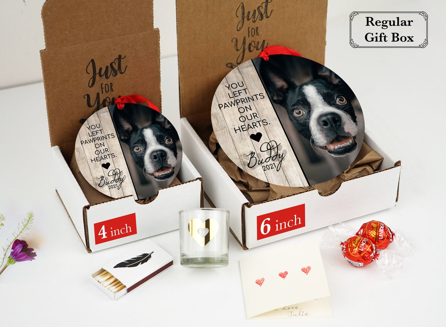 Adorno navideño personalizado con foto para mascotas - Adorno navideño con foto de 10 o 15 cm (grande) - Adorno navideño personalizado - Foto conmemorativa para perro