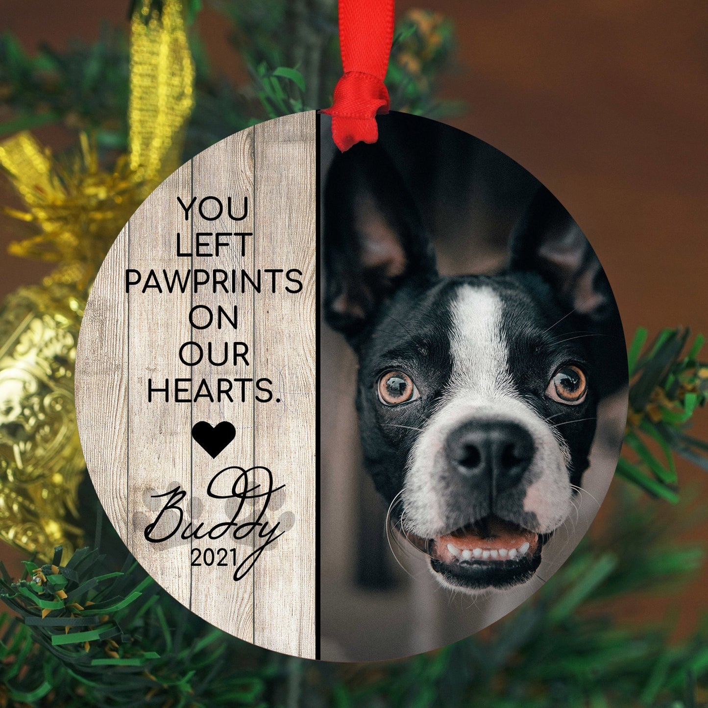 Adorno navideño personalizado con foto para mascotas - Adorno navideño con foto de 10 o 15 cm (grande) - Adorno navideño personalizado - Foto conmemorativa para perro