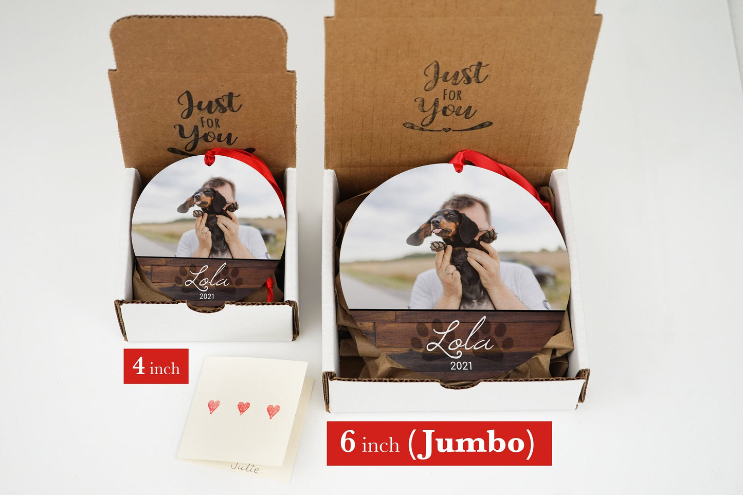 Personalized Pet Sympathy Gift - Christmas Photo Ornament - 4" or 6 (JUMBO)" - Personalized Christmas Ornament - Dog Memorial Photo