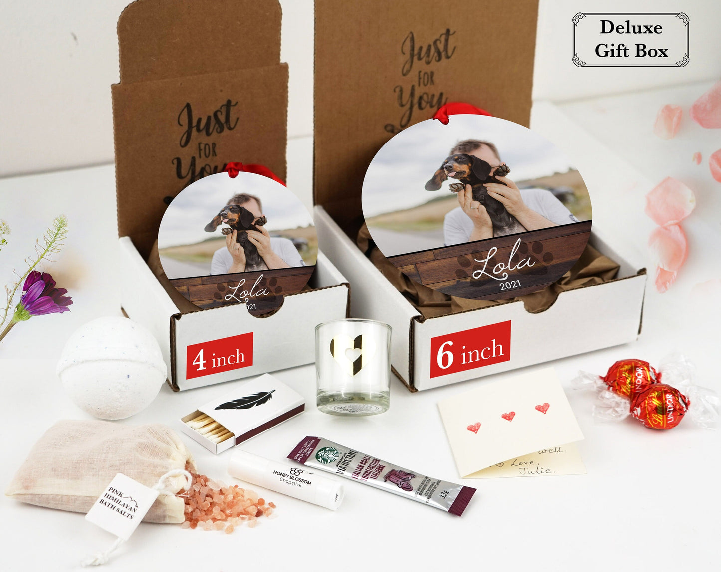 Personalized Pet Sympathy Gift - Christmas Photo Ornament - 4" or 6 (JUMBO)" - Personalized Christmas Ornament - Dog Memorial Photo