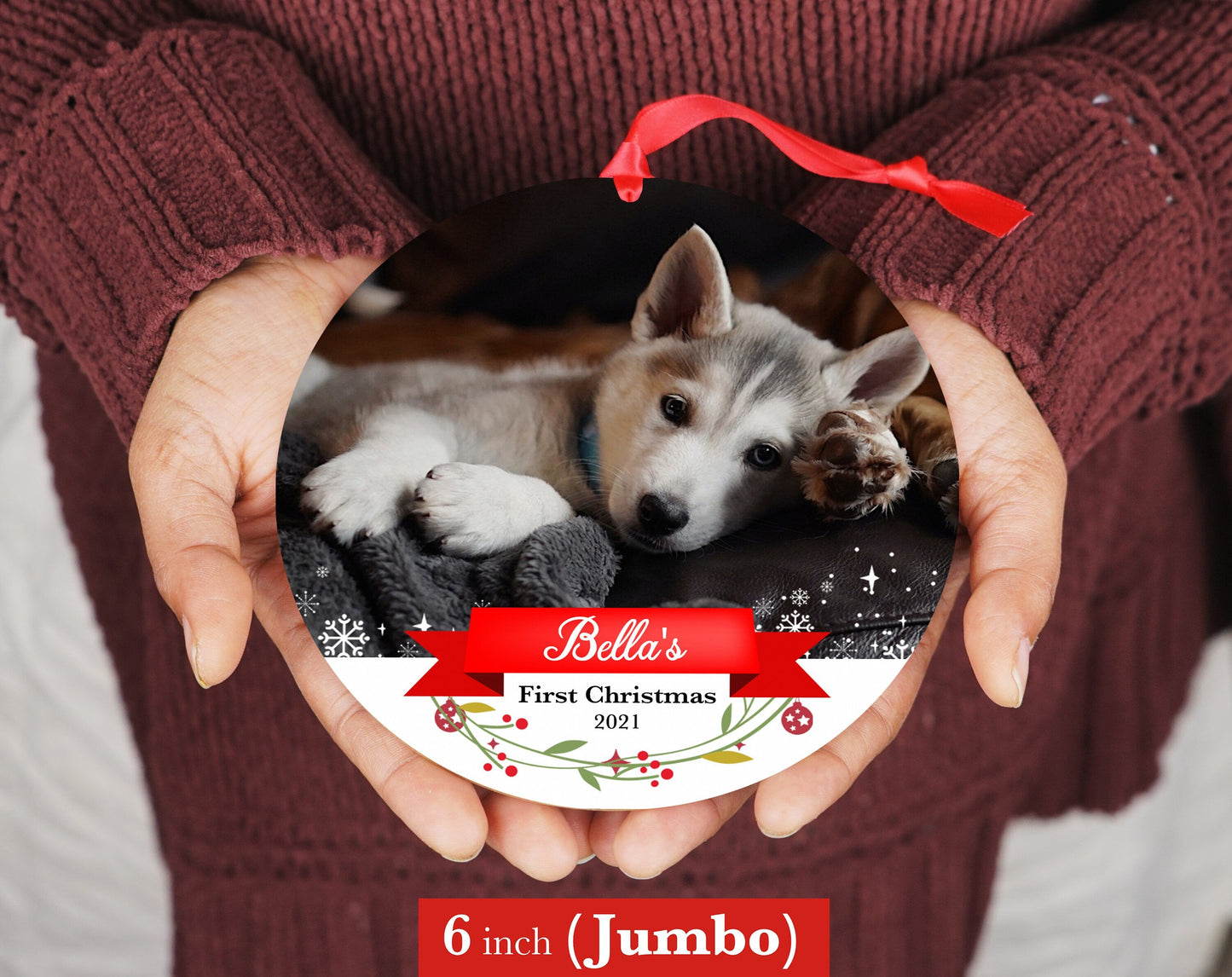 Dog's Christmas Ornament 2023 - Photo Ornament - Christmas Ornament- Personalized Christmas Ornament - First Christmas - Pet Christmas