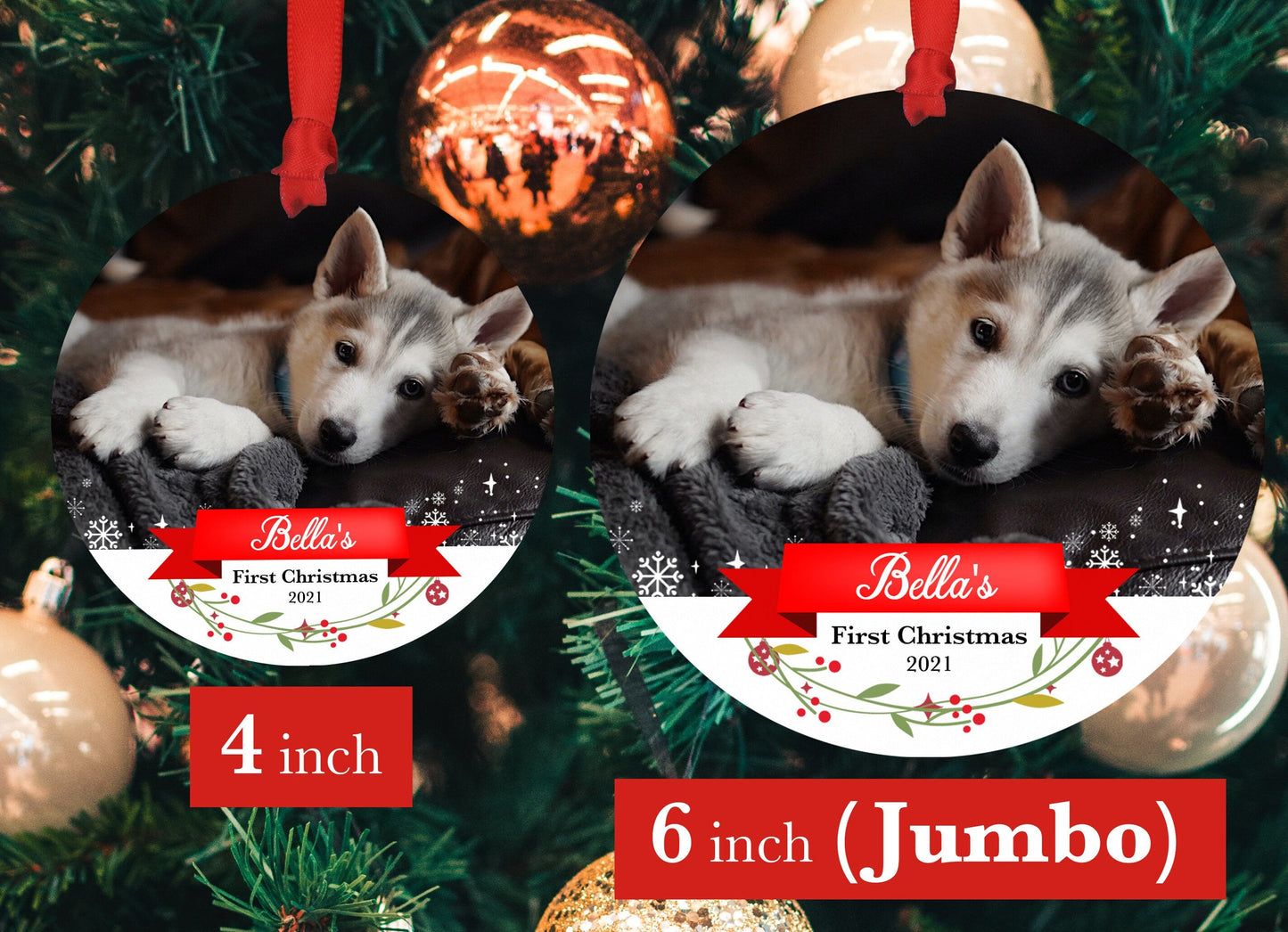 Dog's Christmas Ornament 2023 - Photo Ornament - Christmas Ornament- Personalized Christmas Ornament - First Christmas - Pet Christmas