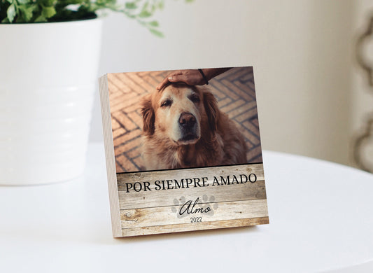 Personalized Pet Memorial Printed in Spanish -  4" or 6" - Wood Photo Block - Dog Loss Gift - Dog Memorial Frame - Spanish Pet Loss Gift Dog