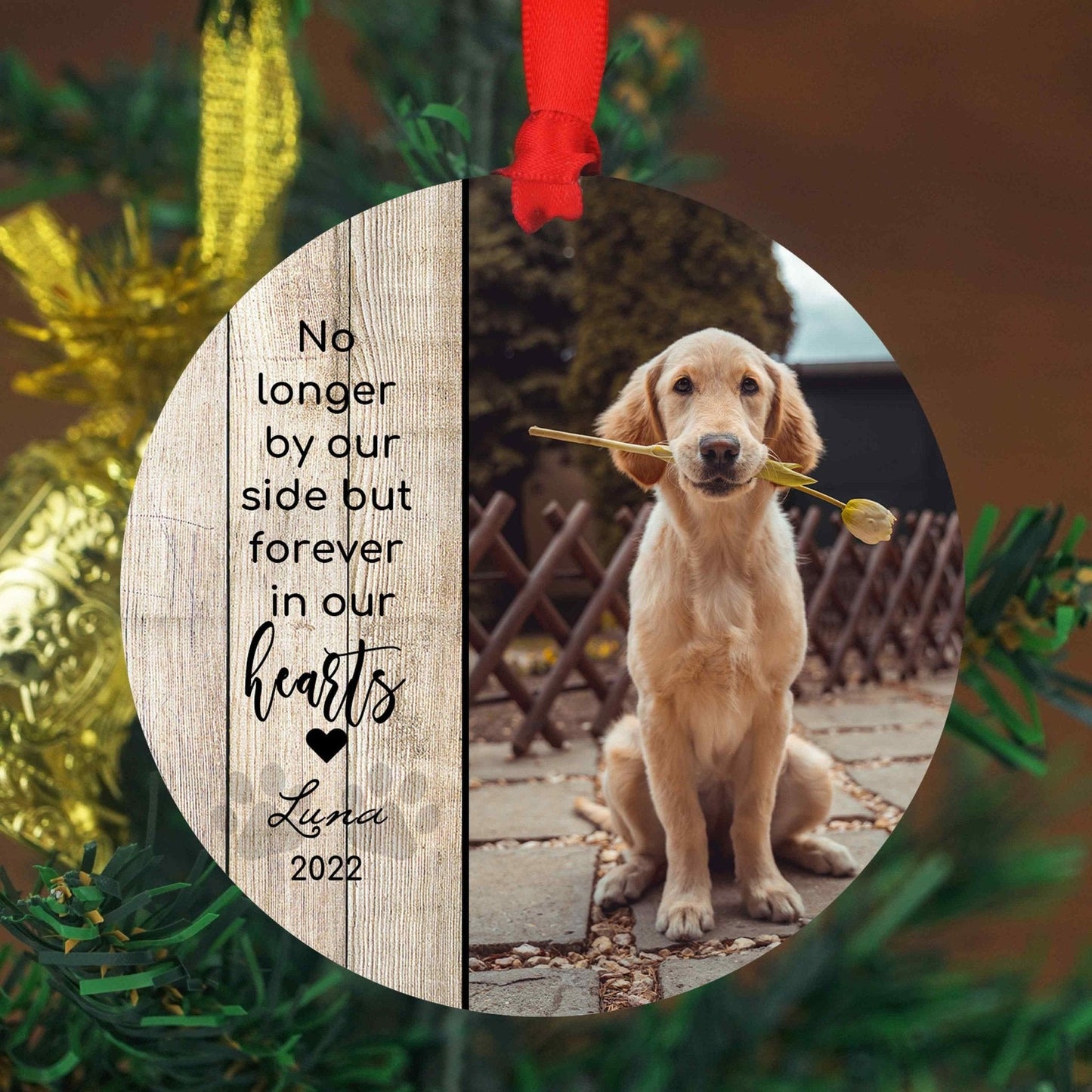 Adorno gigante personalizado para condolencias a tu mascota - Envío gratis - Adorno navideño personalizado de 10 o 15 cm - Foto conmemorativa de perro, regalo por la pérdida de un perro