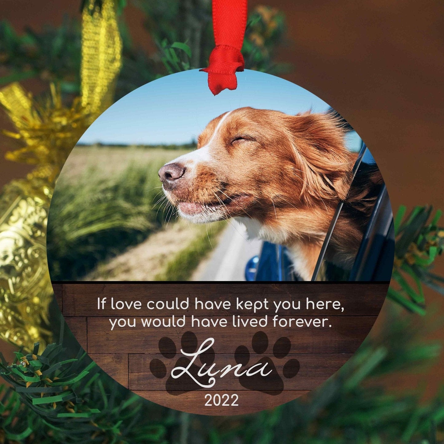 Adorno navideño personalizado con foto para mascotas - Adorno navideño con foto de 10 o 15 cm (grande) - Adorno navideño personalizado - Foto conmemorativa para perro