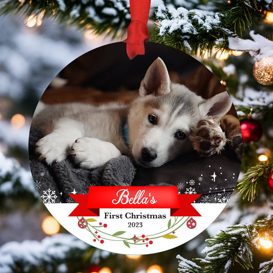 Adorno navideño para perro 2023 - Adorno con foto - Adorno navideño - Adorno navideño personalizado - Primera Navidad - Navidad para mascotas