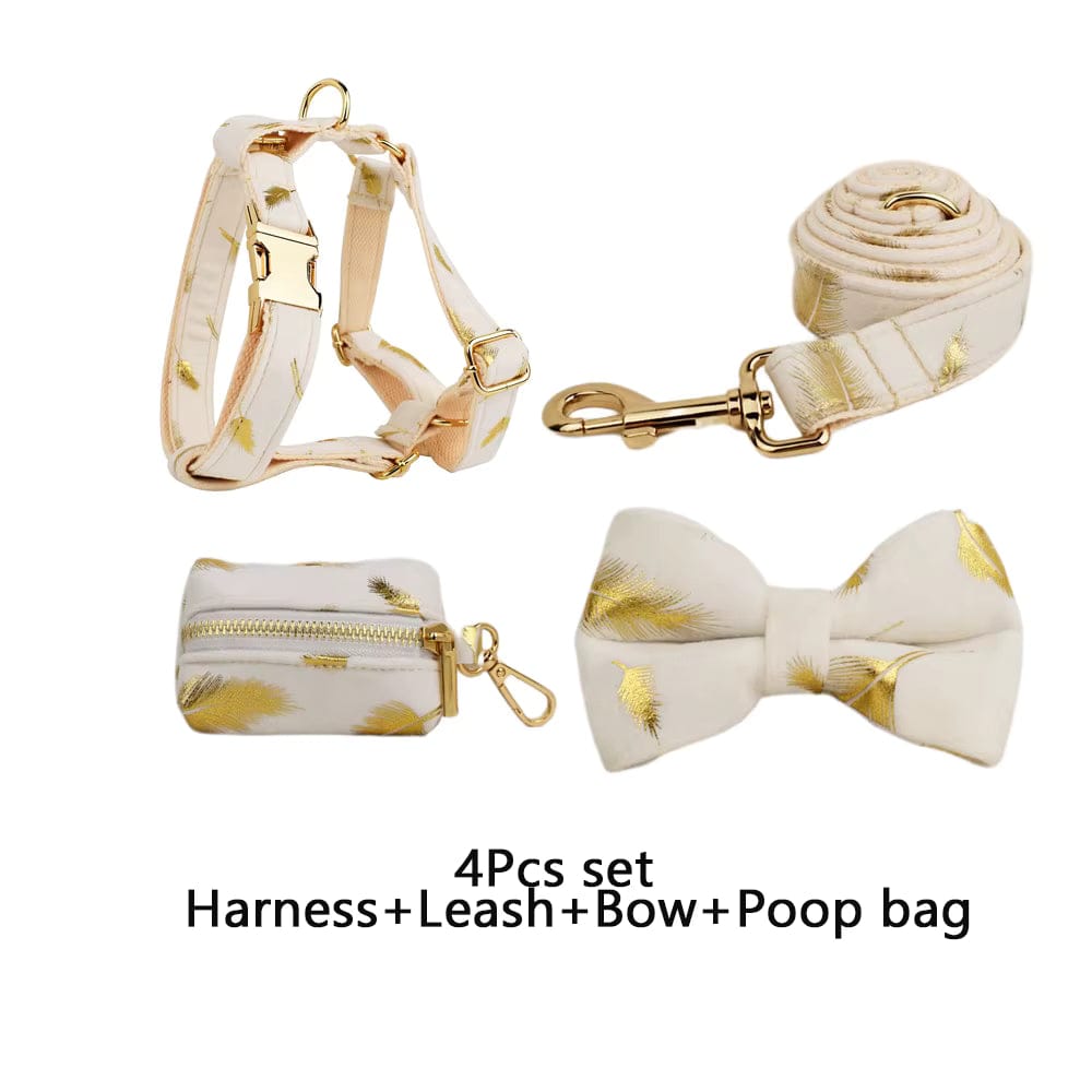 Conjunto clásico de terciopelo con hoja de oro y marfil personalizado