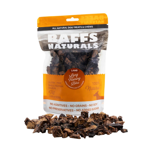 BAFFS NATURALS Friandises d'entraînement aux poumons d'agneau – Friandises pour chiens entièrement naturelles et riches en protéines (sachet de 198 g)