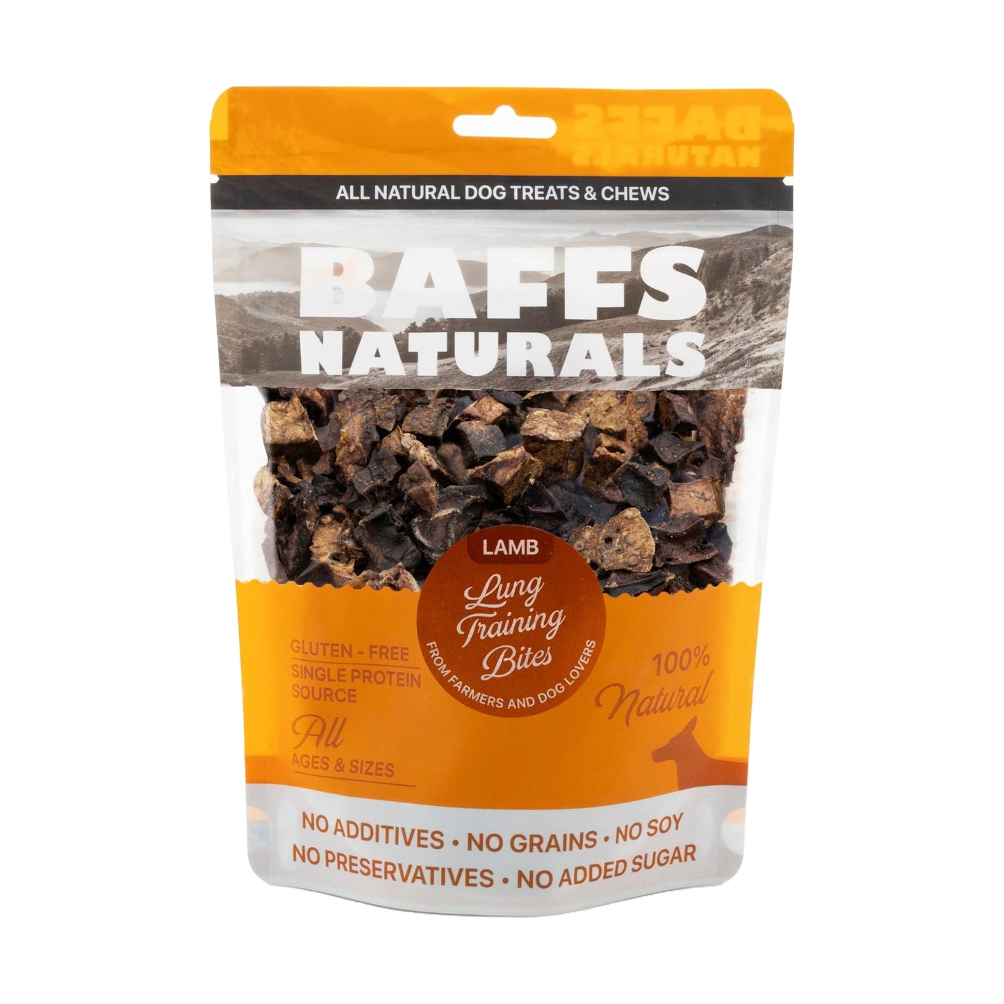 BAFFS NATURALS Friandises d'entraînement aux poumons d'agneau – Friandises pour chiens entièrement naturelles et riches en protéines (sachet de 198 g)
