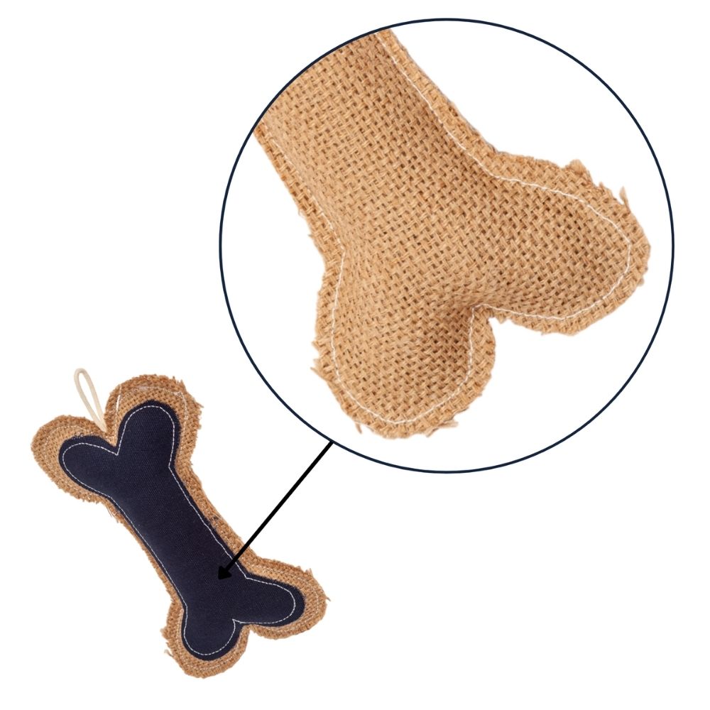 Juguete masticable para perros Country Living de piel de vaquero y yute con forma de hueso: duradero, seguro y no tóxico.