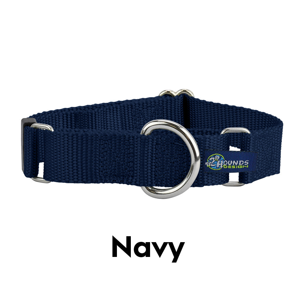 Collar de nailon para perro azul marino de 5/8″ y 1″