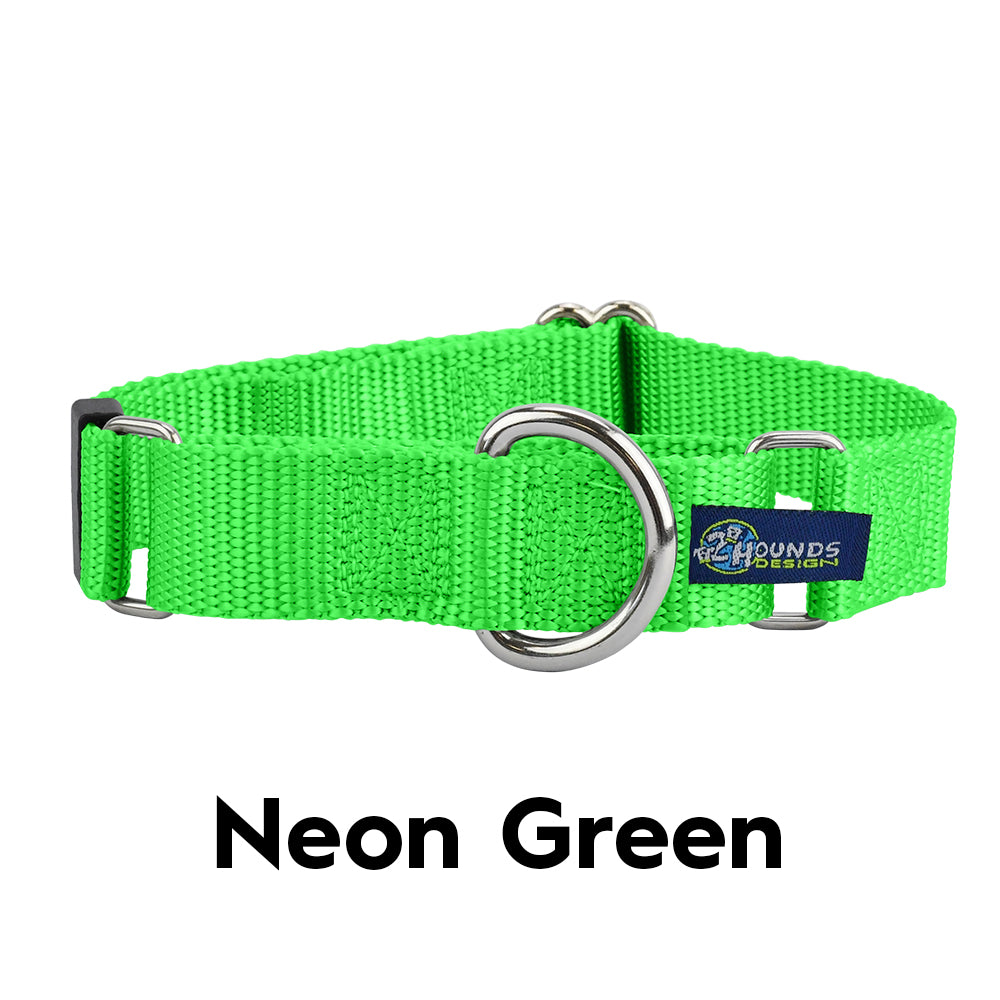 Collier pour chien en nylon vert fluo de 5/8″ et 1″
