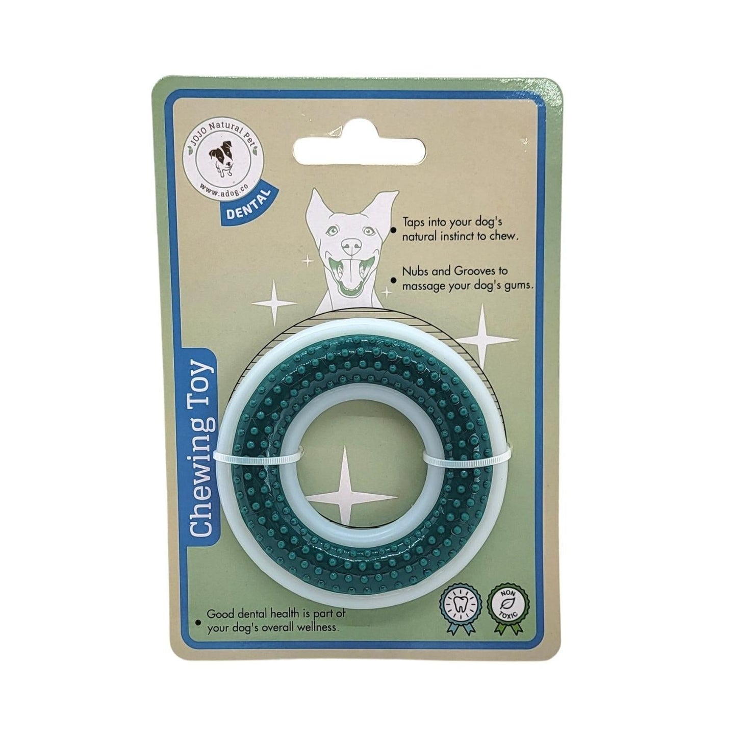 Anneau à mâcher dentaire en TPR et nylon pour chiens - Idéal pour les chiens qui mâchent avec force - (10 cm de diamètre)