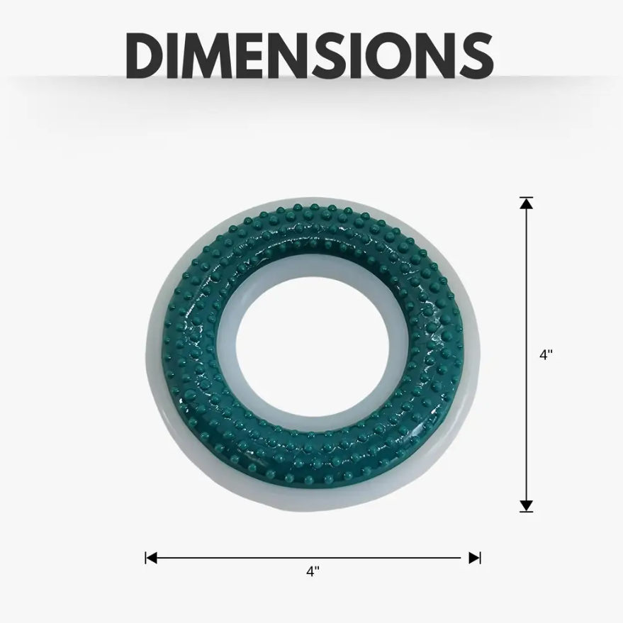 Anneau à mâcher dentaire en TPR et nylon pour chiens - Idéal pour les chiens qui mâchent avec force - (10 cm de diamètre)
