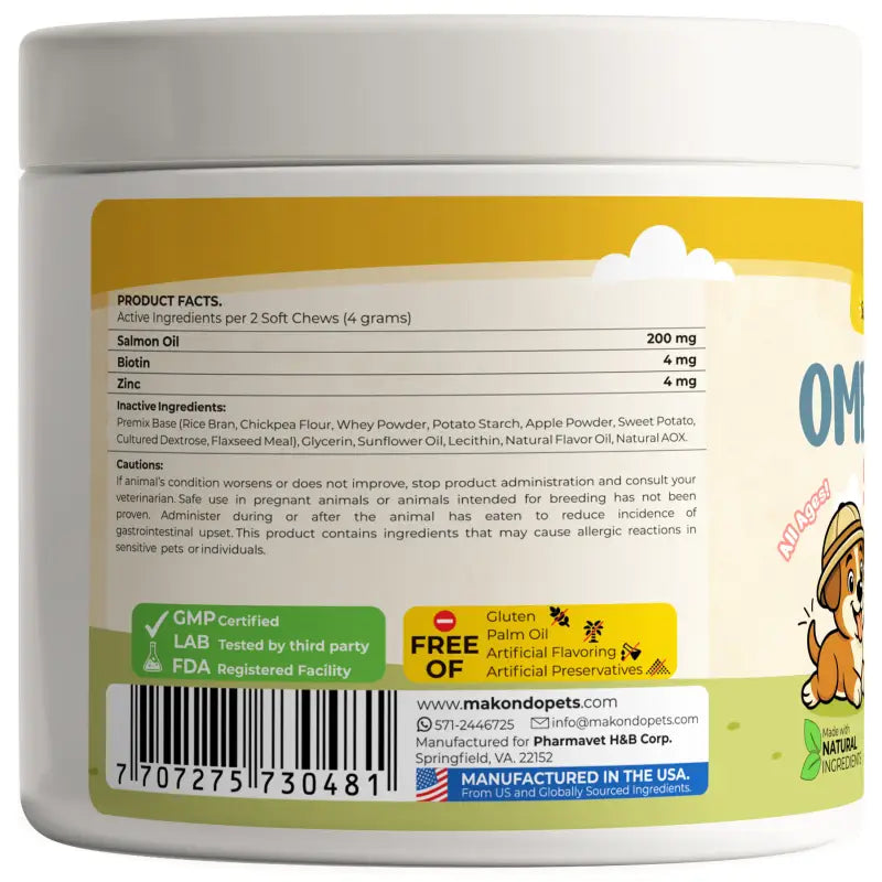 Omega 3 para perros - Aceite de salmón - 120 comprimidos masticables blandos