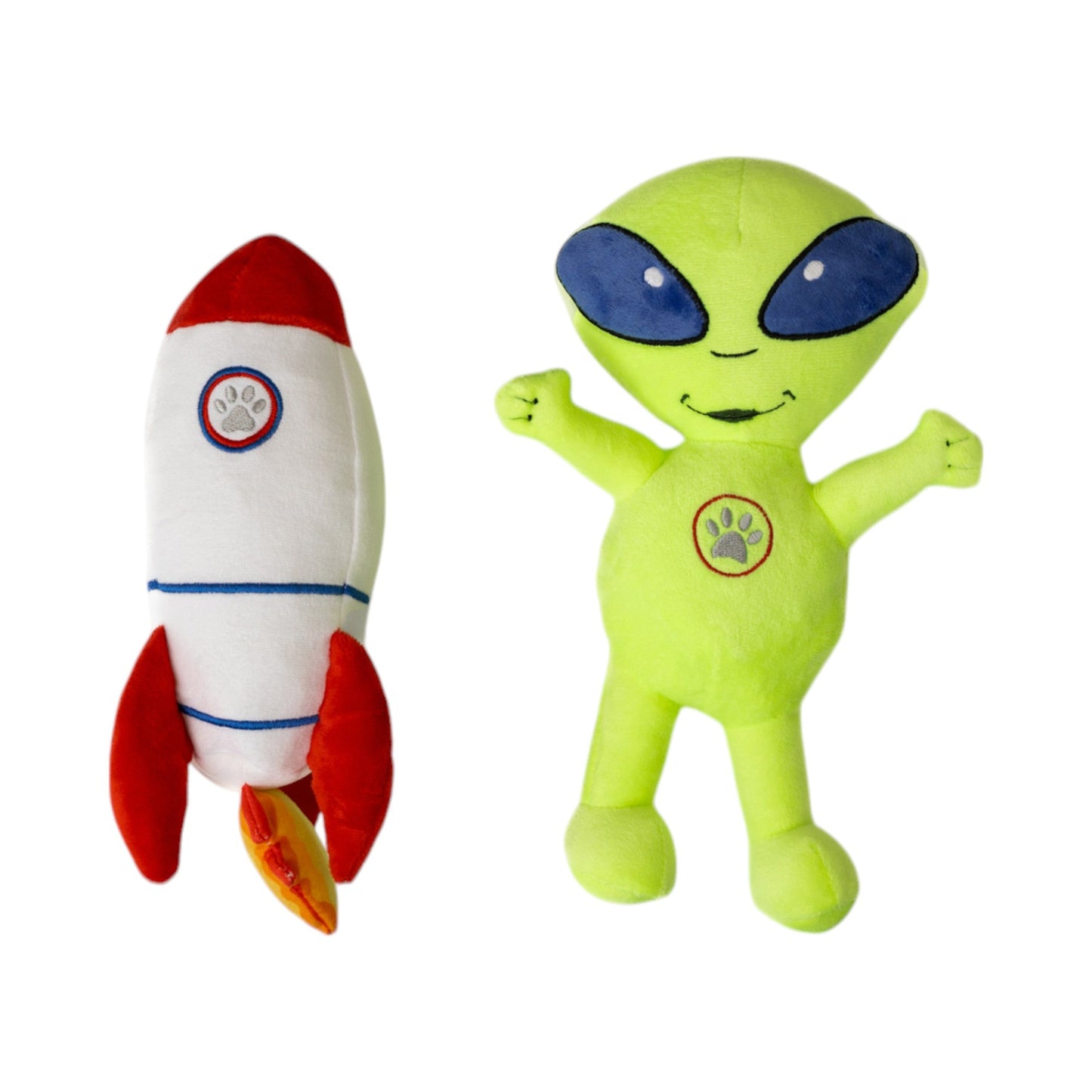 Coffret cadeau de peluches pour chien : extraterrestre et fusée – avec couineur et papier froissé pour des heures de jeu amusantes