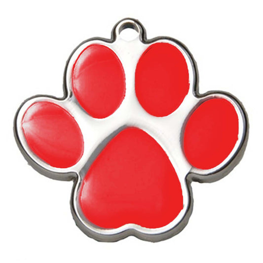 Médaille d'identification pour chien avec empreinte de patte rouge - Gravure 
