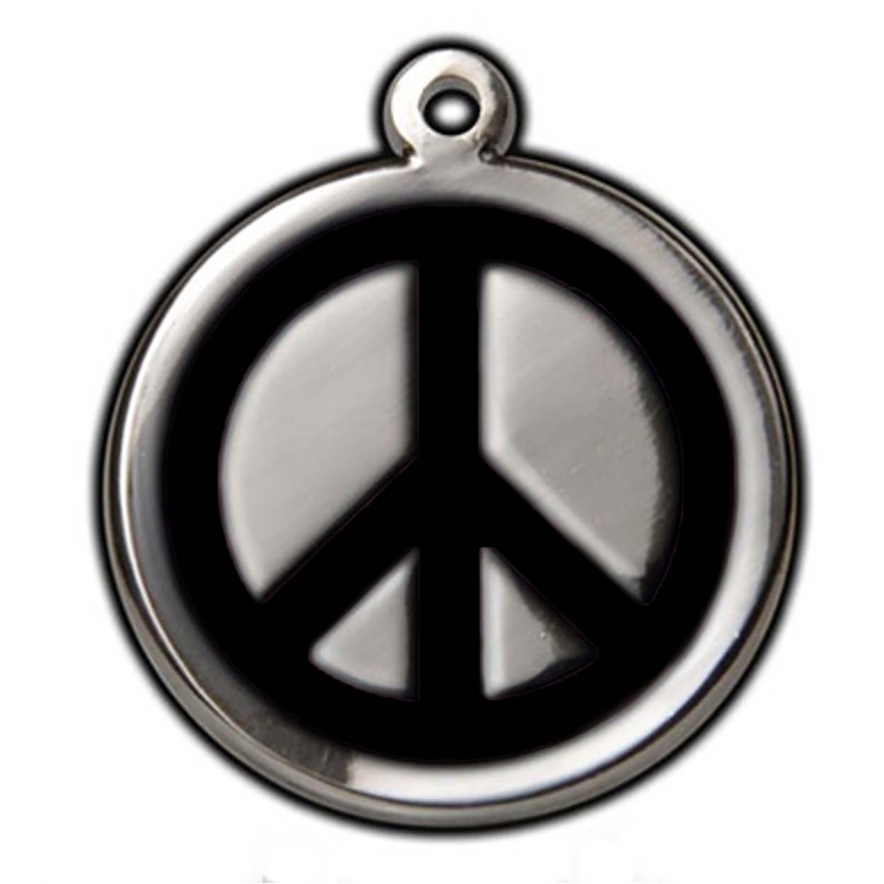 Médaille d'identification pour chien avec symbole de paix noir - Gravure 