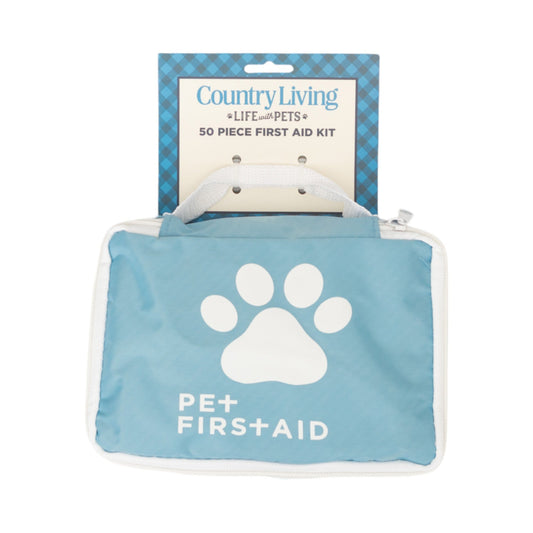 Kit de primeros auxilios para mascotas de Country Living, de 50 piezas, para emergencias, seguridad, aventuras y cuidado en movimiento.