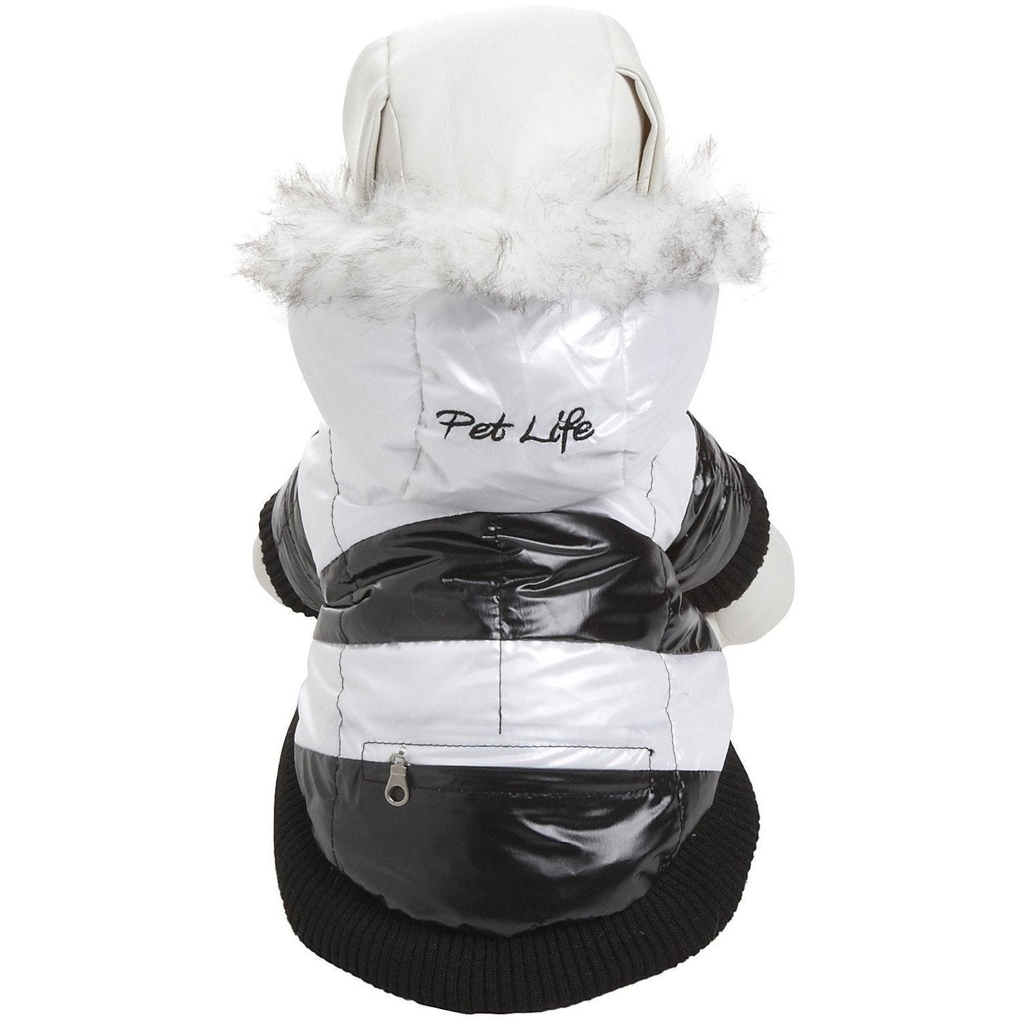 Pet Life ® Fashion Striped 3M Insulated Ultra-Plush Pet Dog Parka Coat w/ Removable Hood
