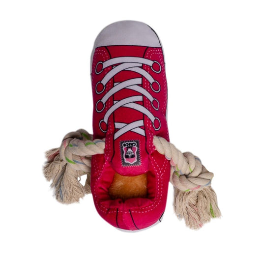 Juguete de peluche para perro con chirrido y comodidad, con compartimento para premios, seguro y duradero, color rosa